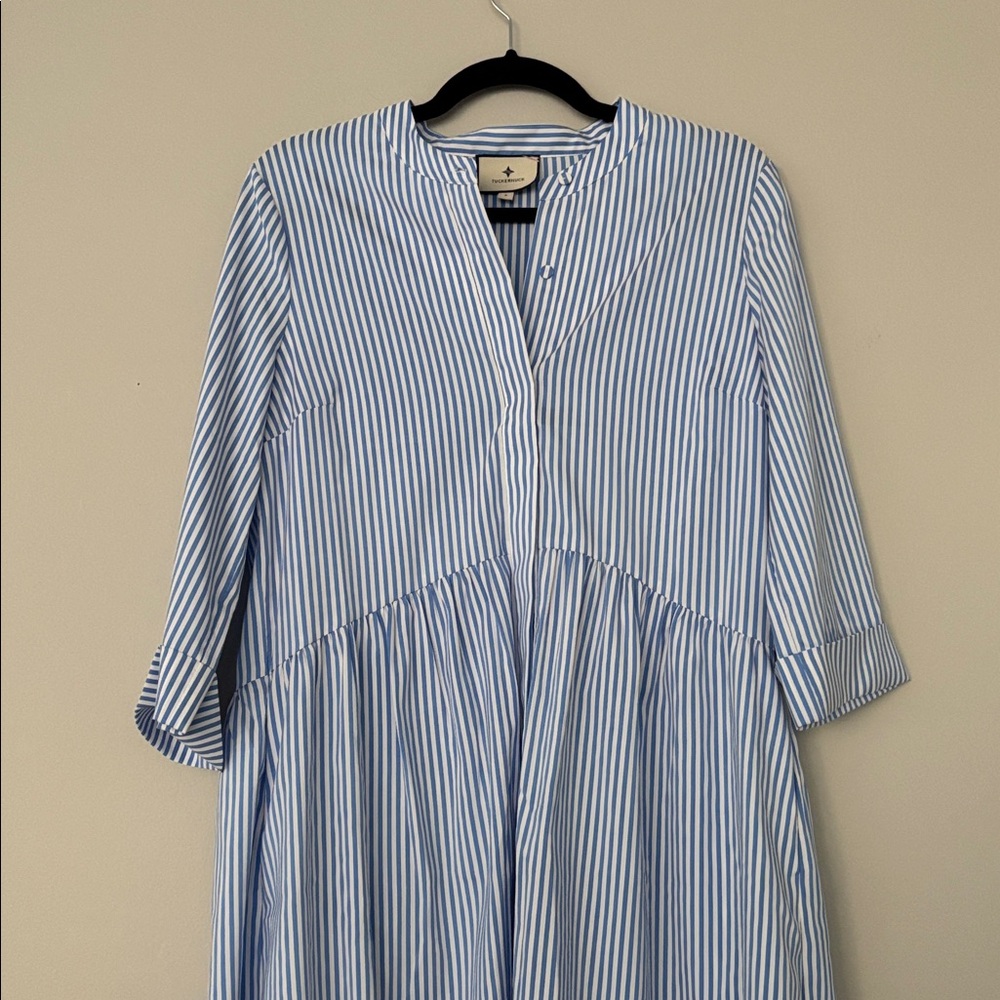Tuckernuck Blue and White Striped Royal Shirt Dress